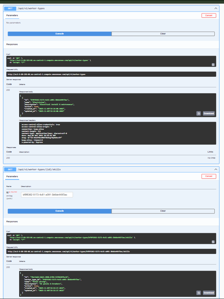 Swagger API documentation used while integrating BARRQQ services